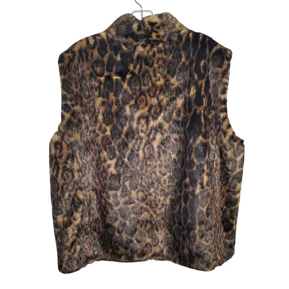Donna Salyers Fabulous Faux Fur Size XL Vest Coat Leopard Print Plush Furry Cozy - Picture 3 of 12